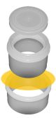 2135: XRF Sample Cups with TrimLess® Sleeve, Internal Overflow Reservoir with Vented Cap, Double Open Ends; 1.35